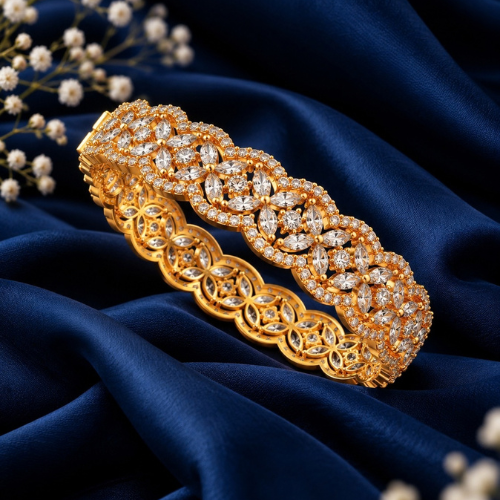 Amiraf Jewellers • Crystal Bloom Gold Bangle